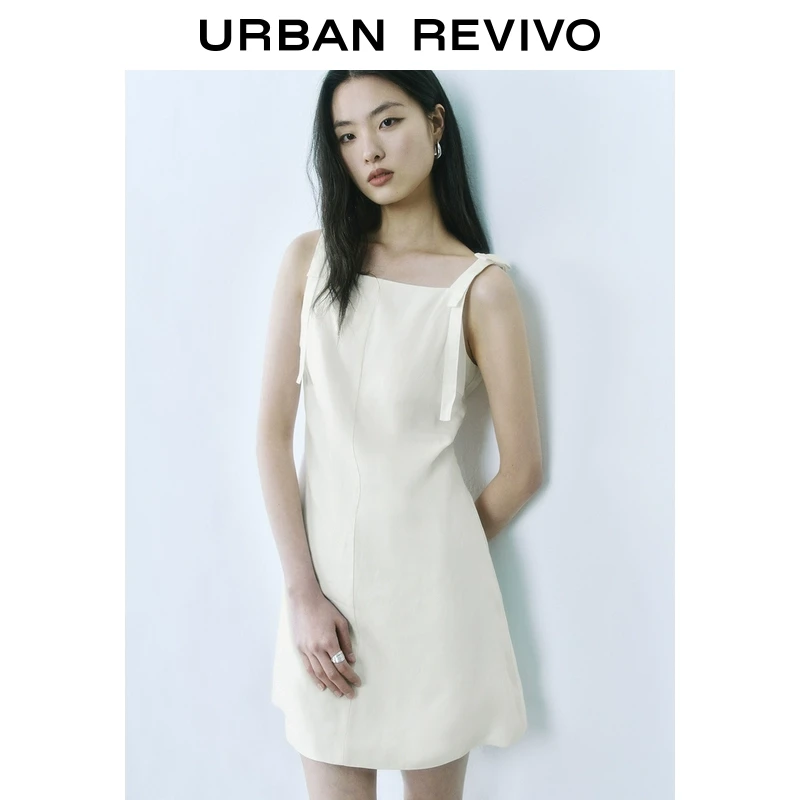 UR2025夏季新款女装摩登气质通勤短款吊带A字连衣裙UYY750075