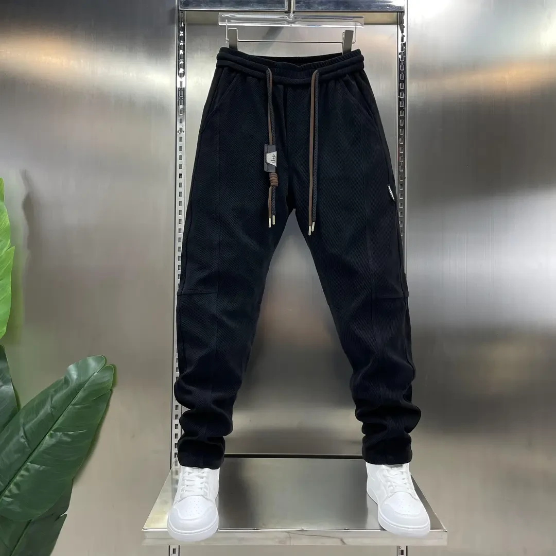 【轻奢】秋上新2024新款男士条绒束脚户外休闲裤弹力松紧腰修身小脚