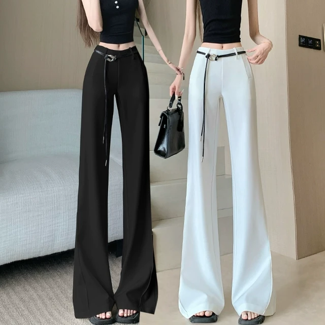 白色微喇叭裤子女款夏季2025新款薄款高腰显瘦垂感气质休闲拖地裤