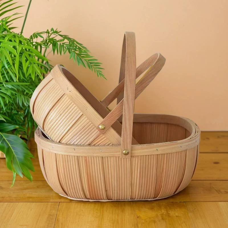 花篮鸡蛋花篮送月子鸡蛋鲜花插花复古田园风手工月子花篮藤编篮子