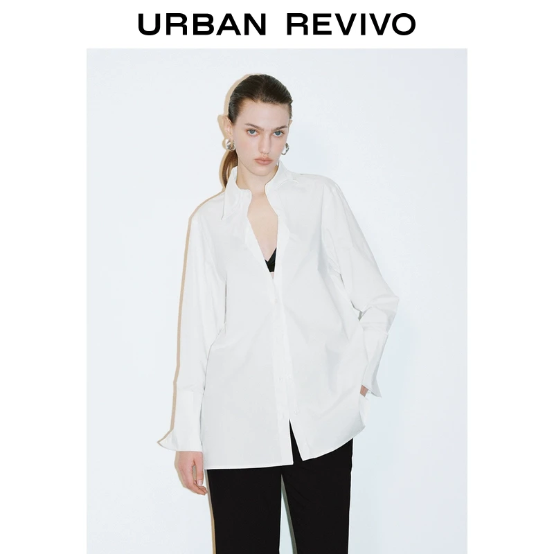 UR2025春季新品女装欧若风都市魅力设计感镂空开襟衬衫UWG250032