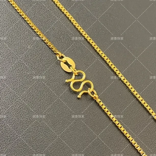 钛钢项链 盒子链M扣金色素链女百搭简约锁骨链精致经典素款