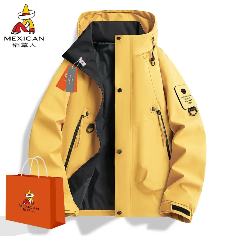 Mexican/稻草人新款外套男春秋款夹克三防运动户外休闲连帽潮牌