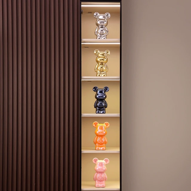 【高品质】28cm陶瓷电镀爱心熊客厅电视柜轻奢摆件装饰品摆设