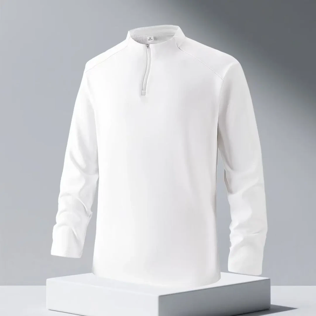 长袖拉链秋季男款美式正肩T恤上衣半拉链秋冬男士