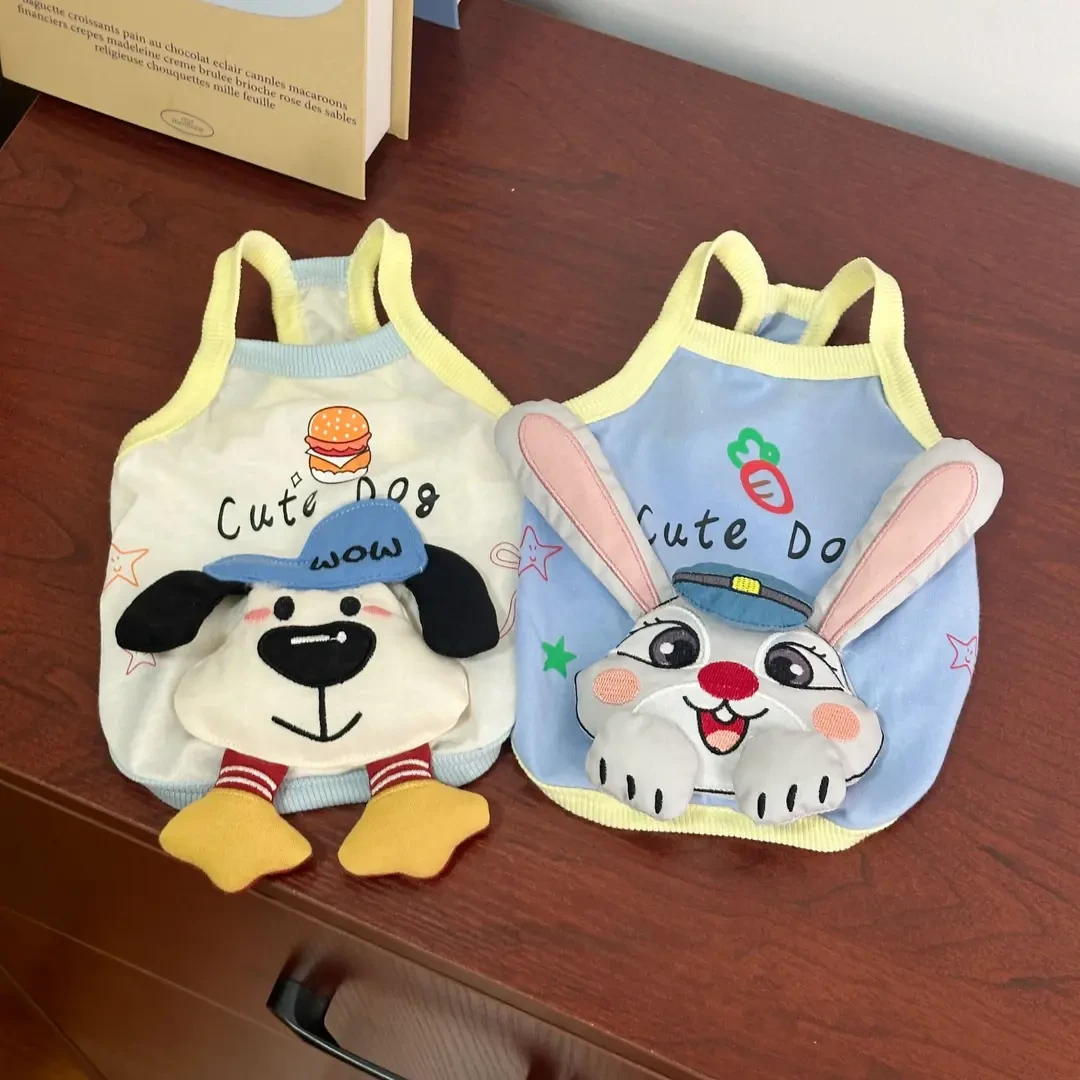 狗狗衣服春夏新款可爱立体公仔吊带猫咪泰迪比熊小型犬服装g