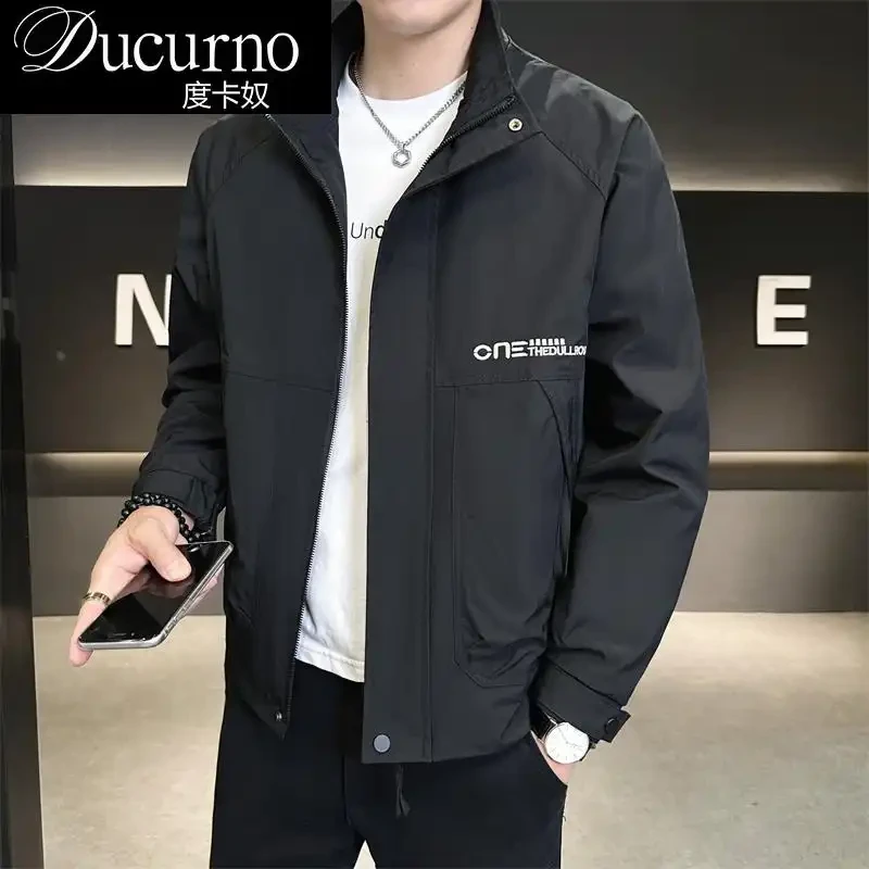 春秋季新款立领工装夹克外套男士百搭休闲宽松短款风衣男装秋装