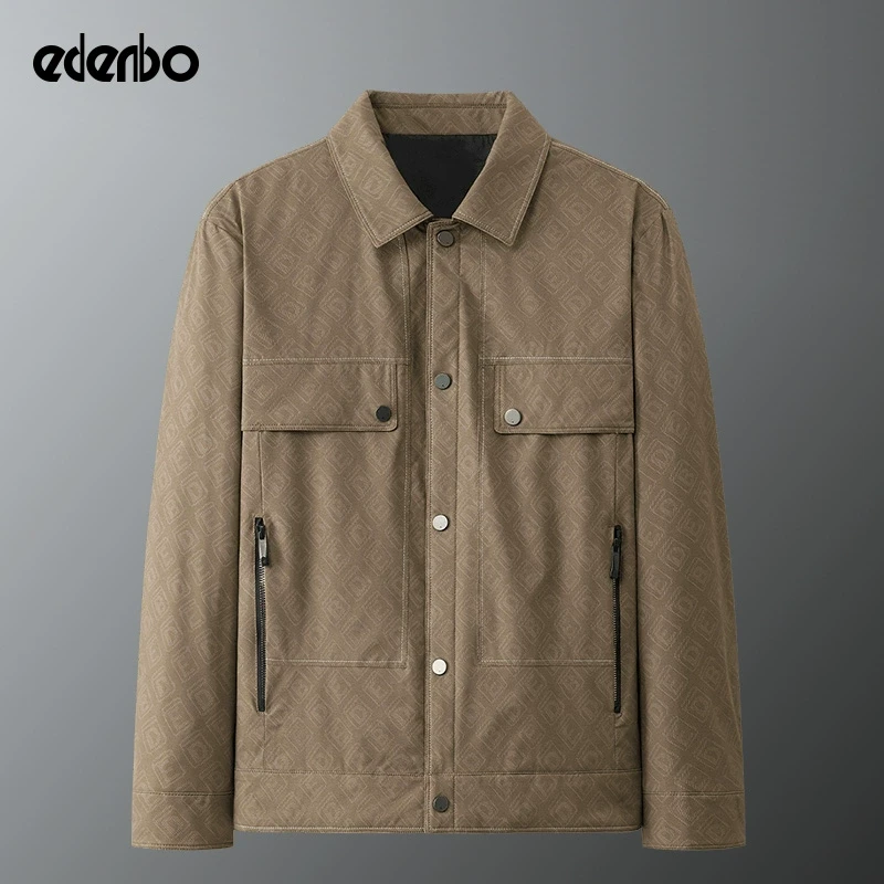 【商场同款】爱登堡男士羽绒服轻薄短款秋冬季复古美式翻领保暖外套