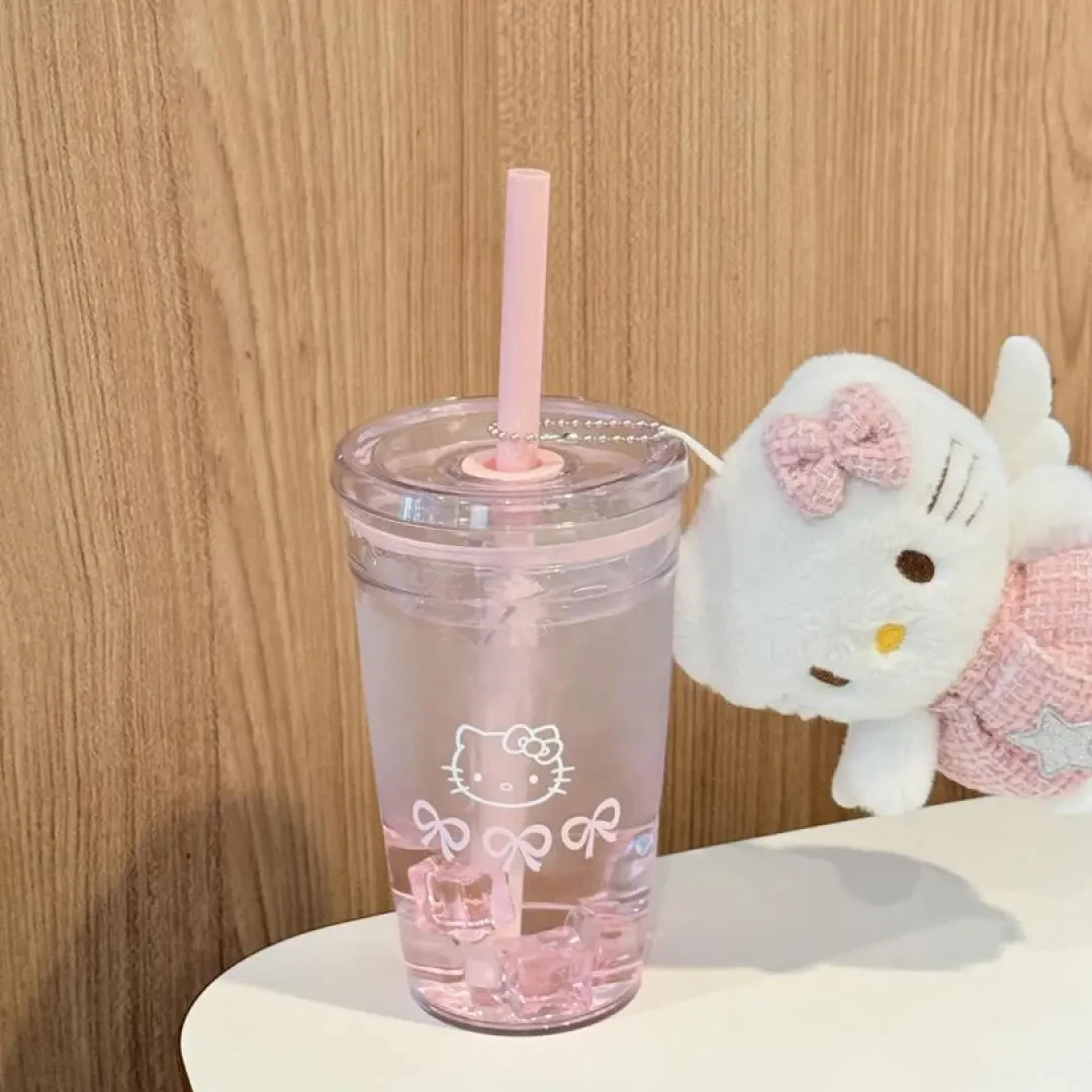 【现货】可爱卡通kitty吸管杯耐热咖啡杯学生高颜值水杯g