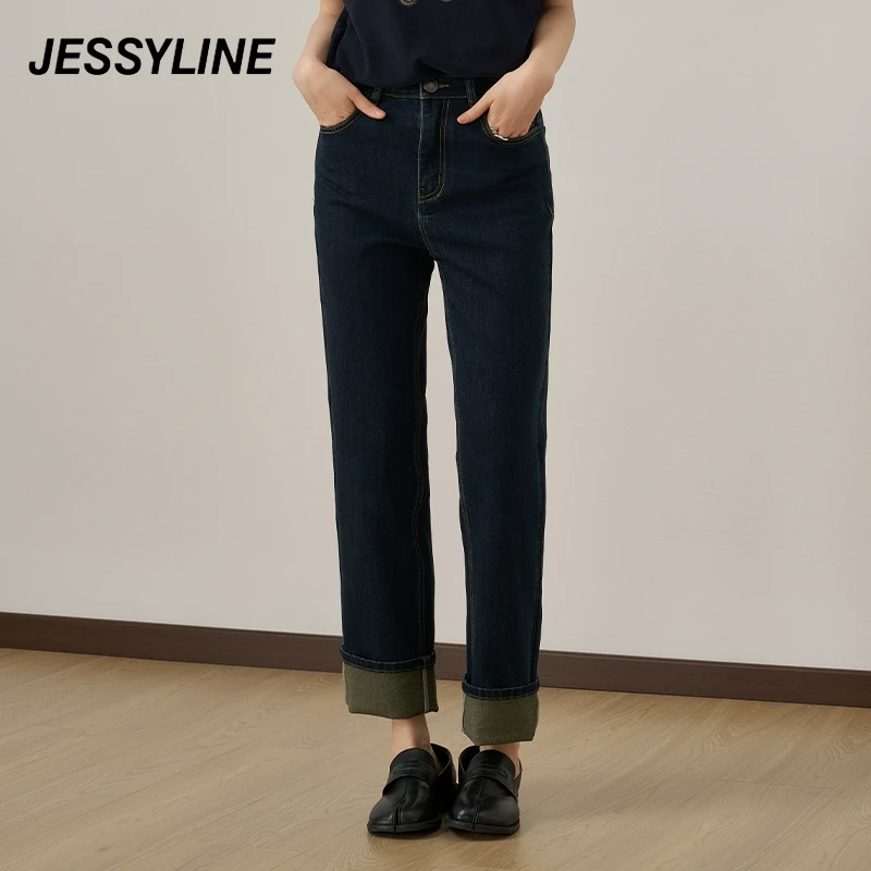 jessyline春季新款 杰茜莱直筒显瘦牛仔裤女潮 431210062