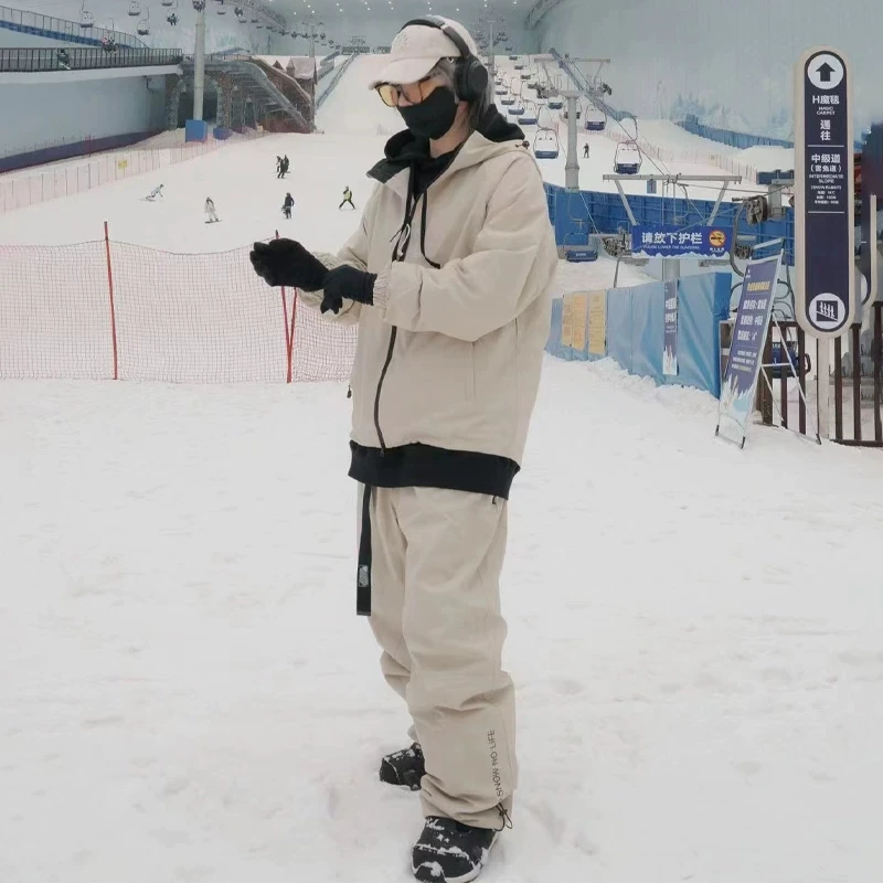 DOOREK滑雪服套装男女单板专业防水冬季上衣防风加厚加棉百搭纯色