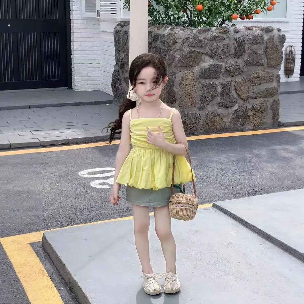 【达人专属】女童吊带衫背心2025新款韩系抹胸上衣网红洋气套装潮