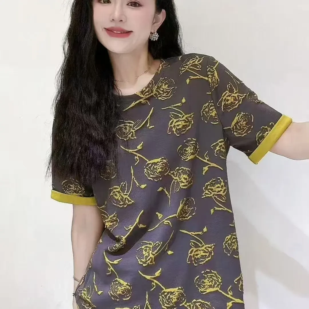 印花常规款圆领休闲春夏宽松型夏季常规女士短袖