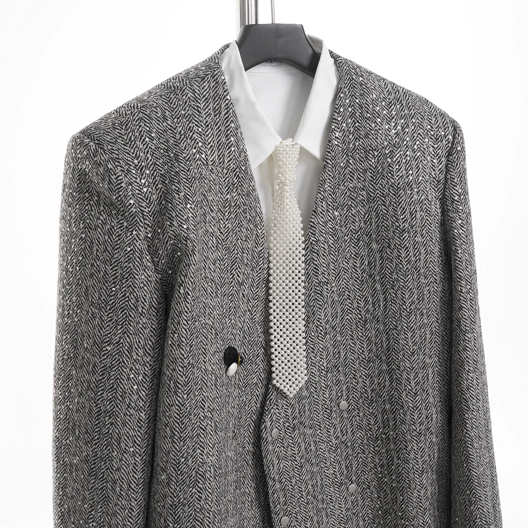 STARTEXCEEDEND  高级感手工编织珍珠领带男女轻奢百搭小香风领结