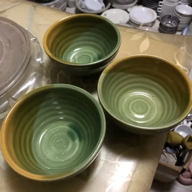 陶瓷金沙绿元宝米饭碗 12.5cm不退微瑕