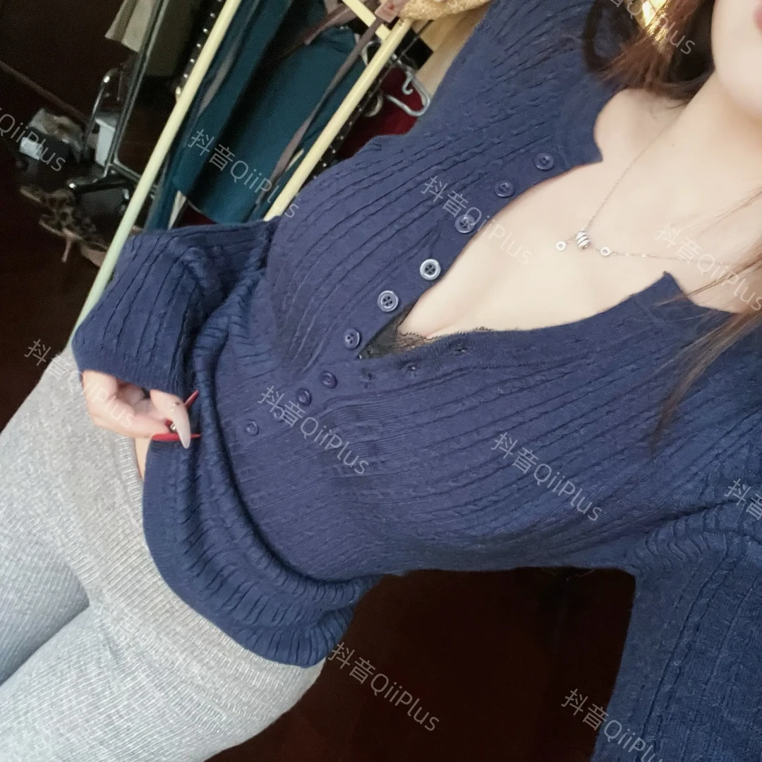 QiiPlus【冬日百搭王】纽扣修身显瘦百搭麻花亨利针织衫