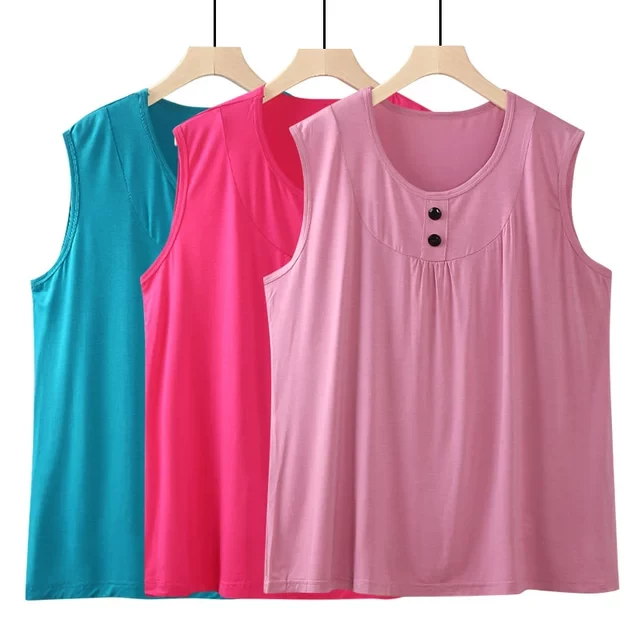 上衣款莫代尔背心薄夏装妈妈汗衫中老年宽松加码肥大外穿打底无袖