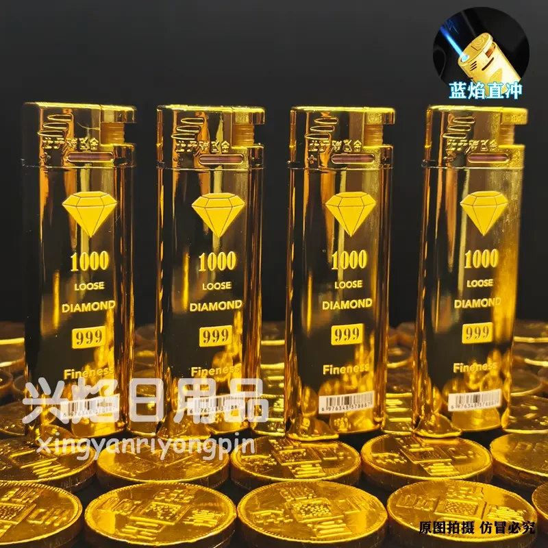 【巨物慎入】巨无霸蓝焰防风直冲打火机金属外壳可循环充气耐用经济