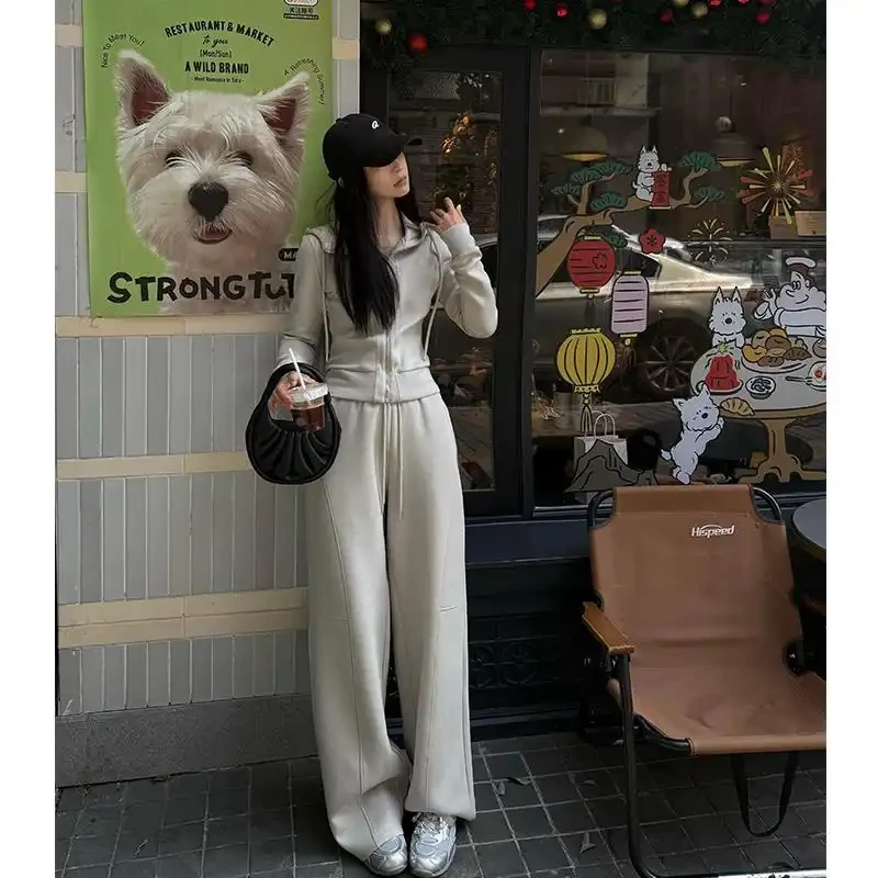 沙漏修身卫衣运动套装女2025新款美式辣妹穿搭短外套休闲裤两件套