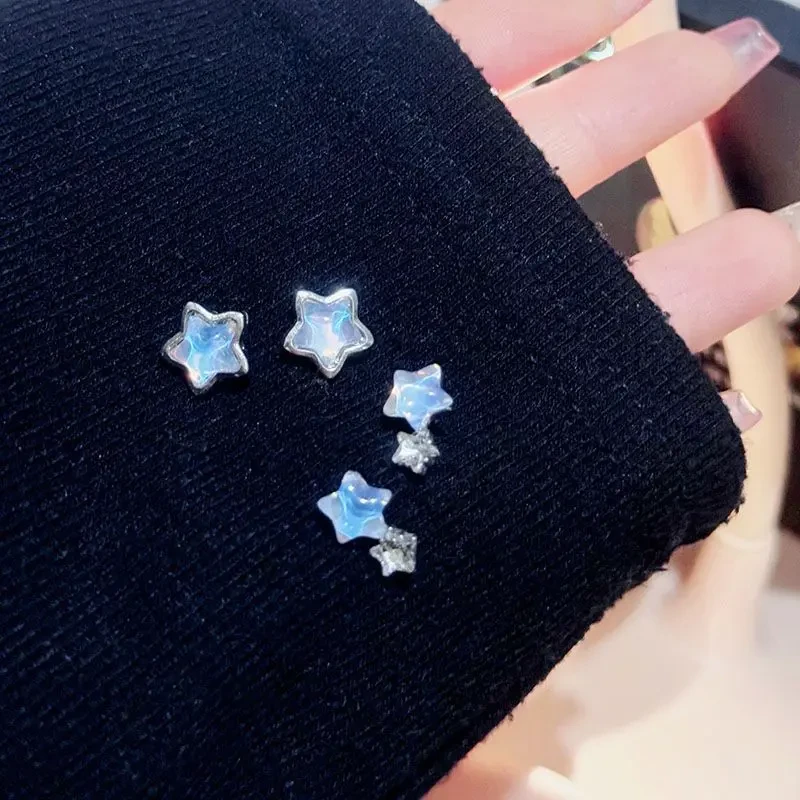 合金仿水晶耳饰 梦幻星星~锆石耳钉女时尚气质清冷感耳环2025耳饰