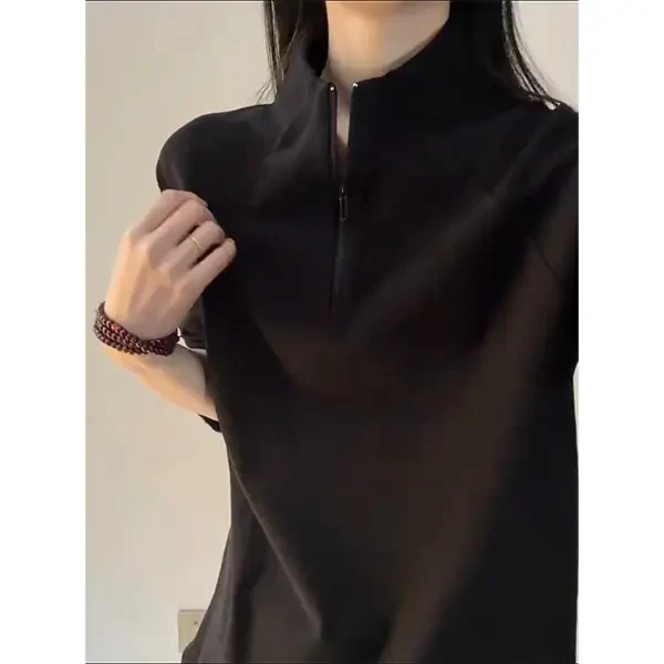 黑色半拉链德绒打底衫男款冬季加绒保暖卫衣内搭美式重磅长袖t恤