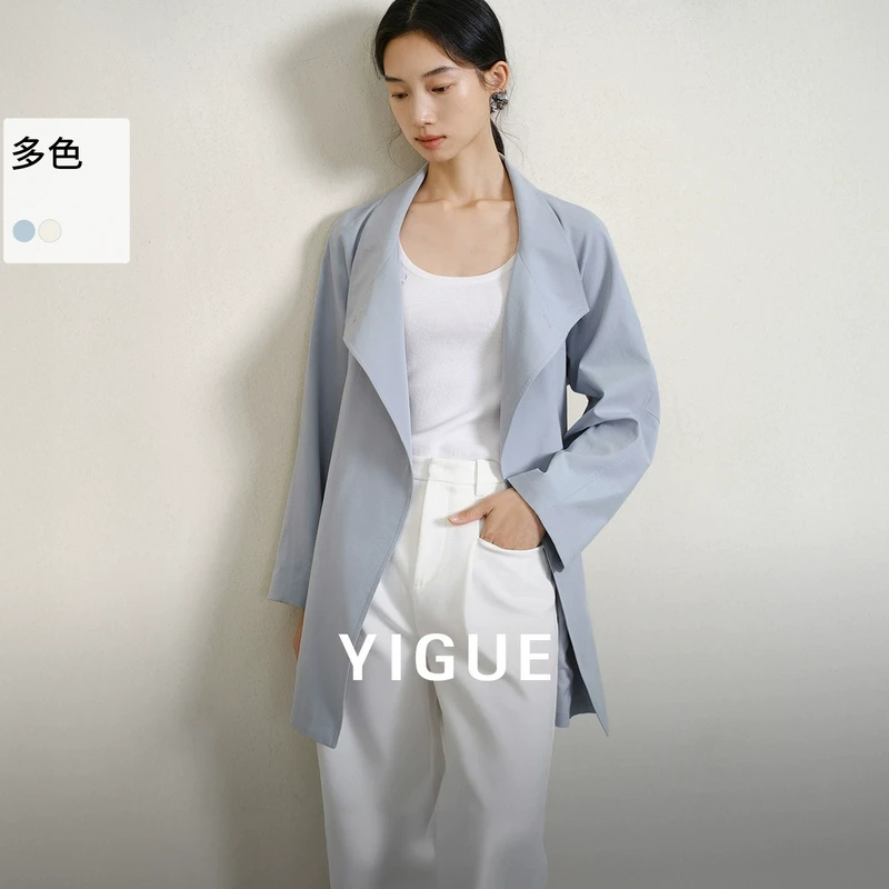 亦谷古巴领风衣外套女装2025春季新款爆款高级感气质大衣G5CAD069