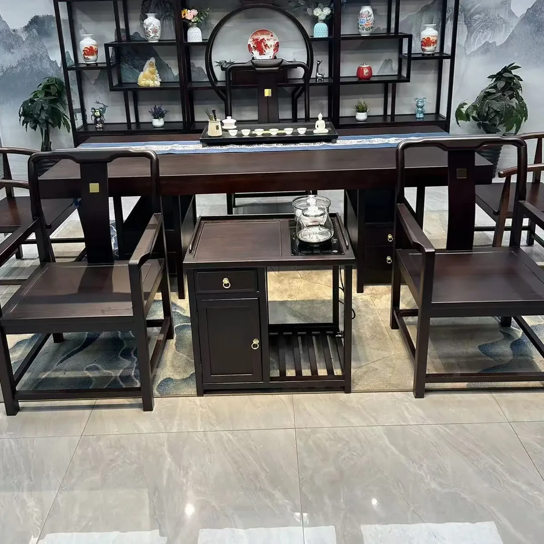 新中式乌金实木大板桌家用办公一体