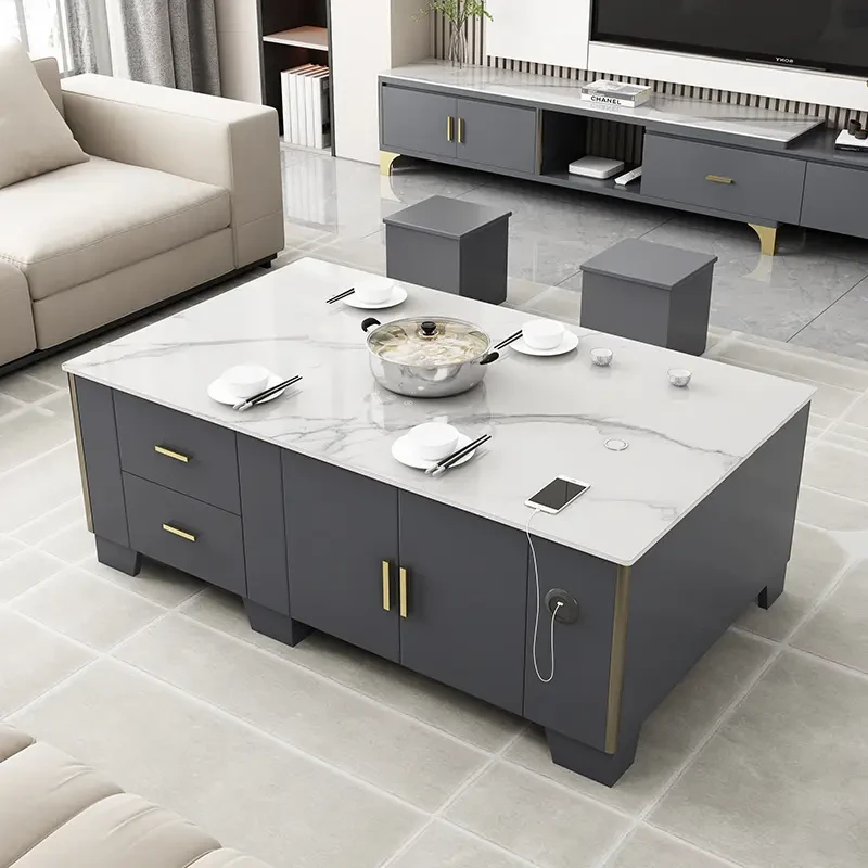 轻奢简约岩板茶几一体泡茶家用客厅泡茶台茶桌高档大气办公室茶台