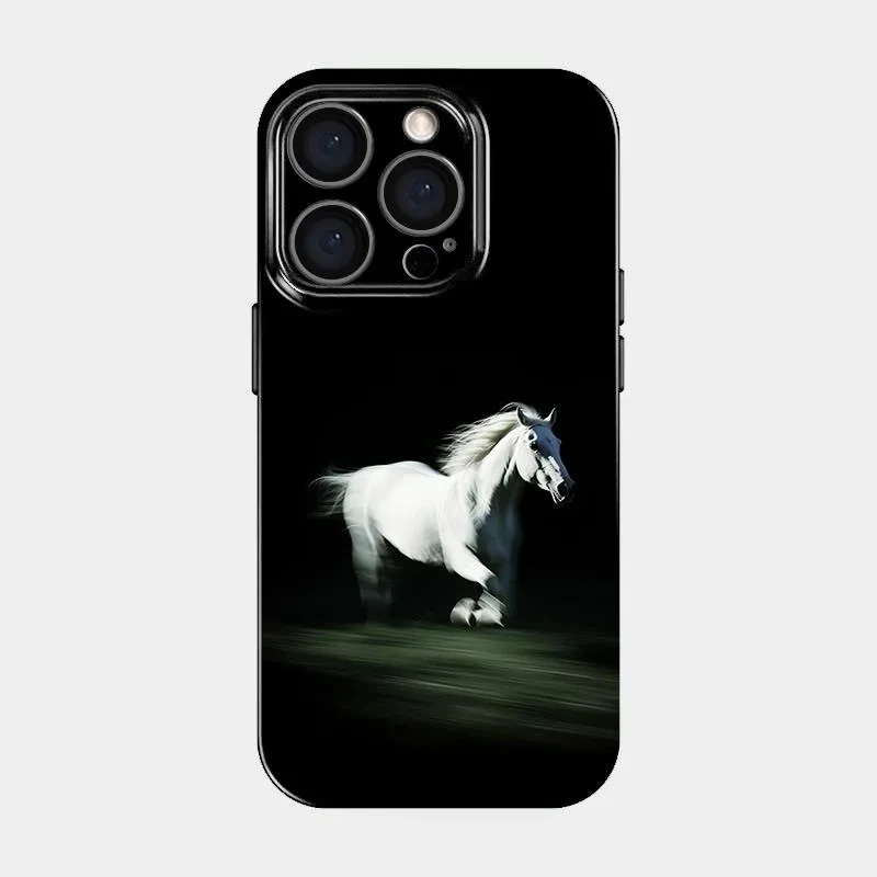 原创ins风白马适用IPHONE15/13PRO手机壳VIVO荣耀华为小米红米苹