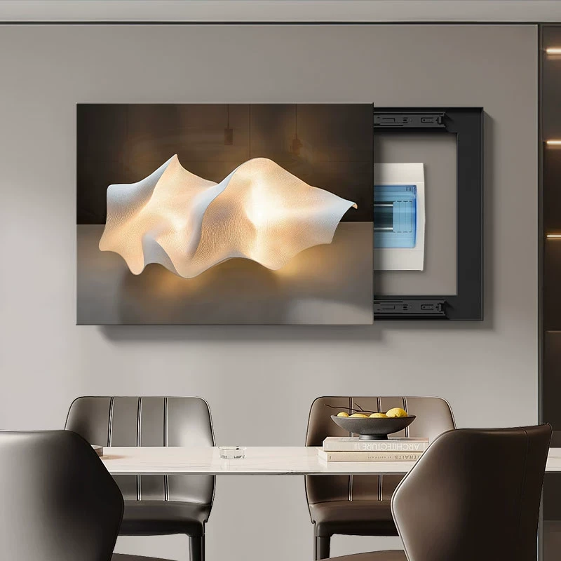 轻奢高级感立体电表箱装饰画简约现代遮挡强弱电箱盖板挂画配电箱