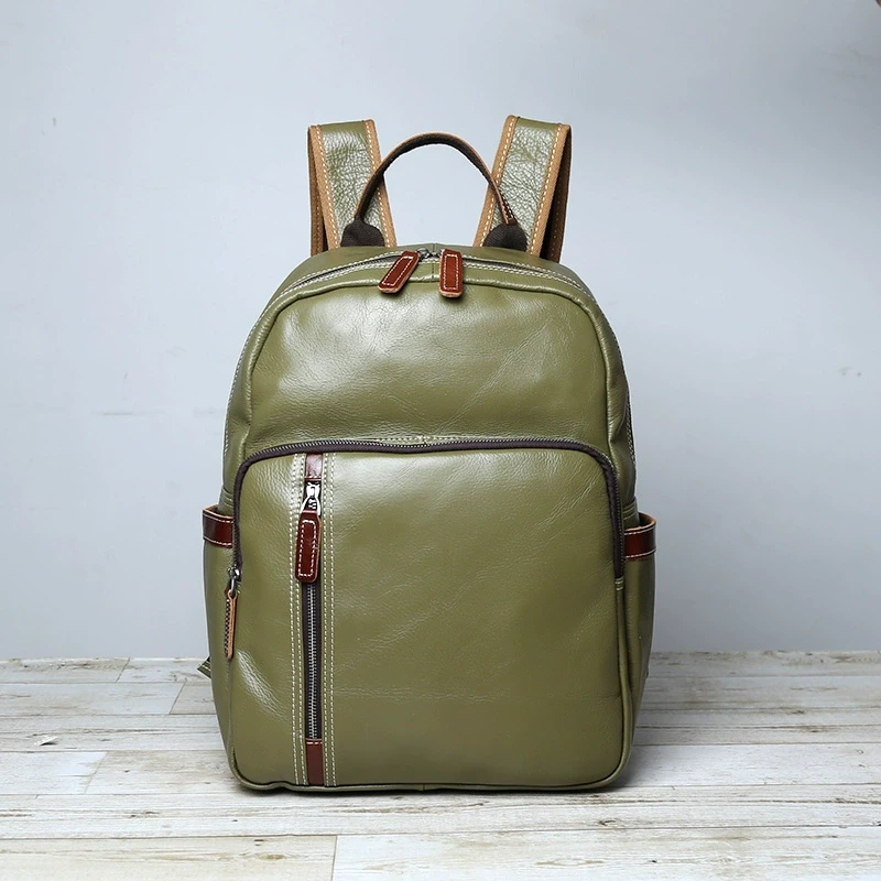 时尚真皮男士背包摔纹纳帕双肩背包电脑包邮差包男女通用复古真皮