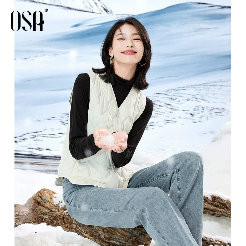 OSA/欧莎 轻薄鸭绒羽绒服马甲背心女内搭上衣S123D20009