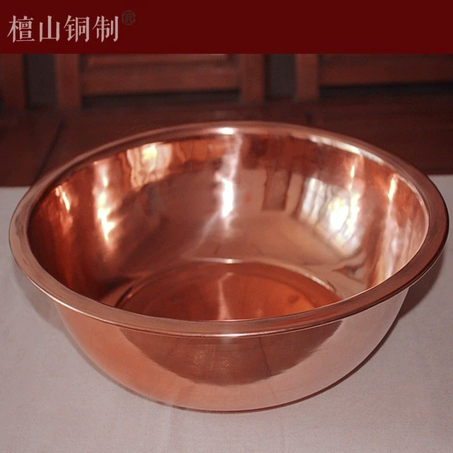 保真加厚纯铜洗漱紫铜脸盆铜洗手盆结婚陪嫁家用风水铜盆37*10cm