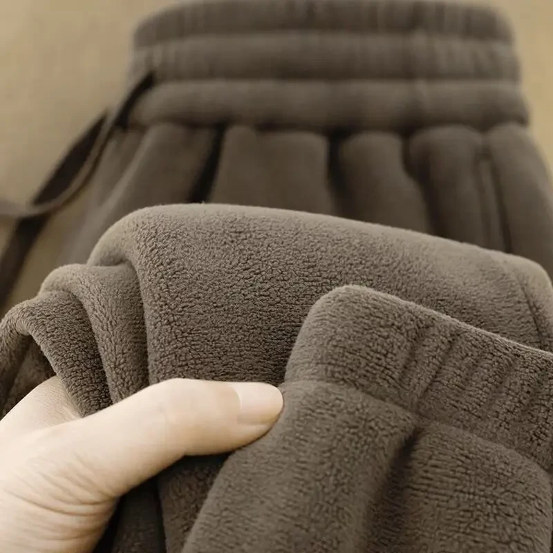 双面摇粒绒保暖休闲裤保暖防风秋冬季松紧基础大众束脚裤外穿冬款