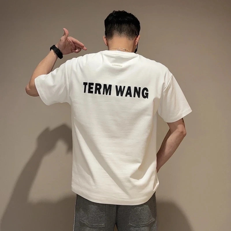 夏季新款纯棉短袖男t恤高级感男装印花t恤宽松圆领休闲百搭打底衫