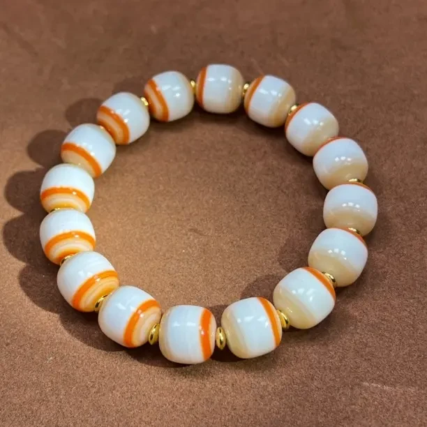 精品天然老型宽线一线药师三色条纹玛瑙