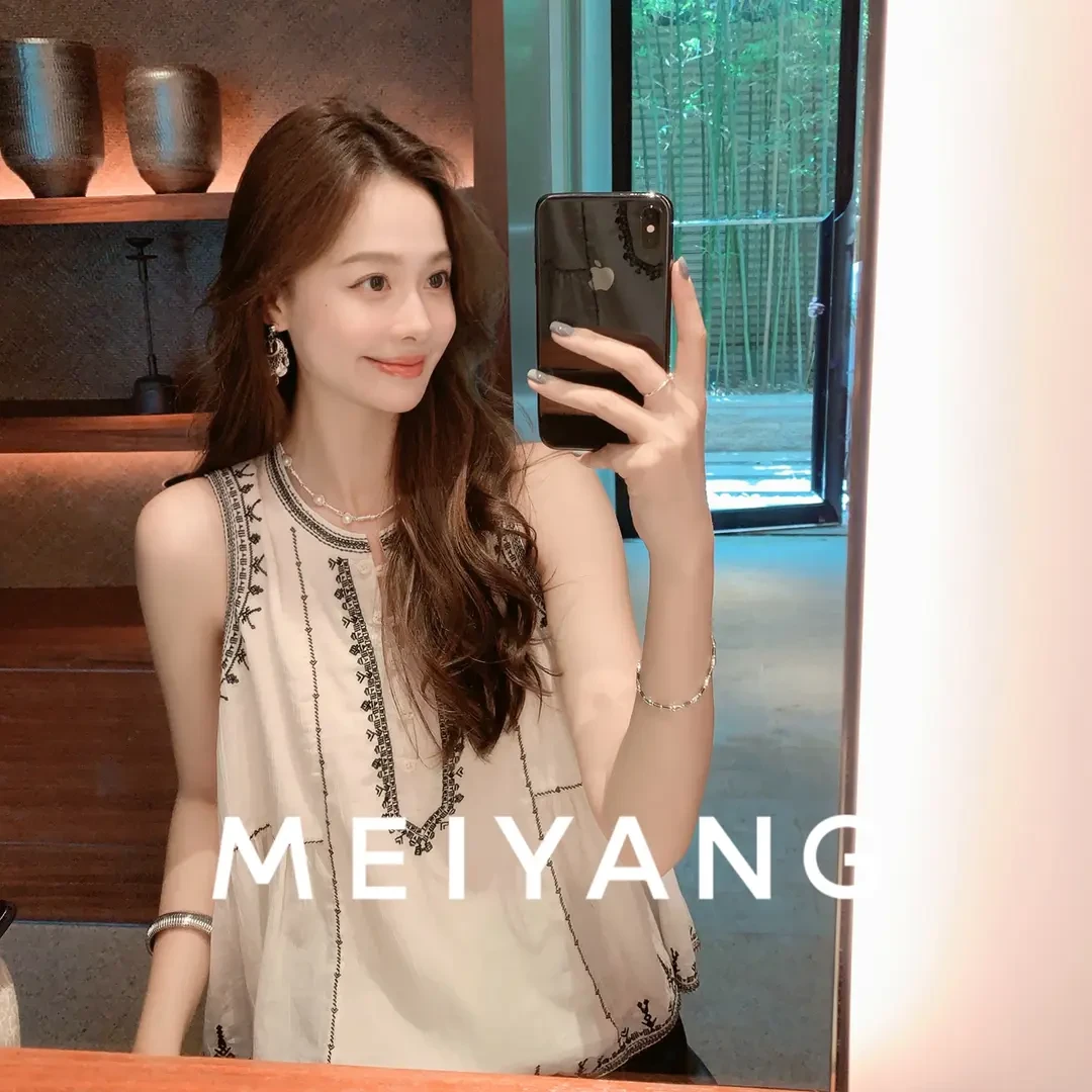 美洋MEIYANG【商场同款】 佩斯花园背心 民族艺术！几何刺绣