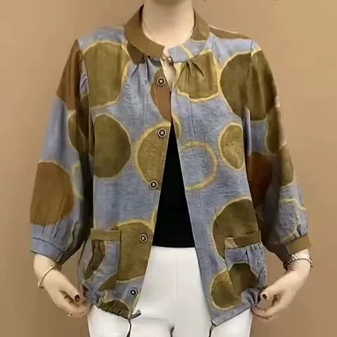 夏季薄款短外套洋气减龄中老年妈妈装2025新款宽松休闲外搭防晒衫