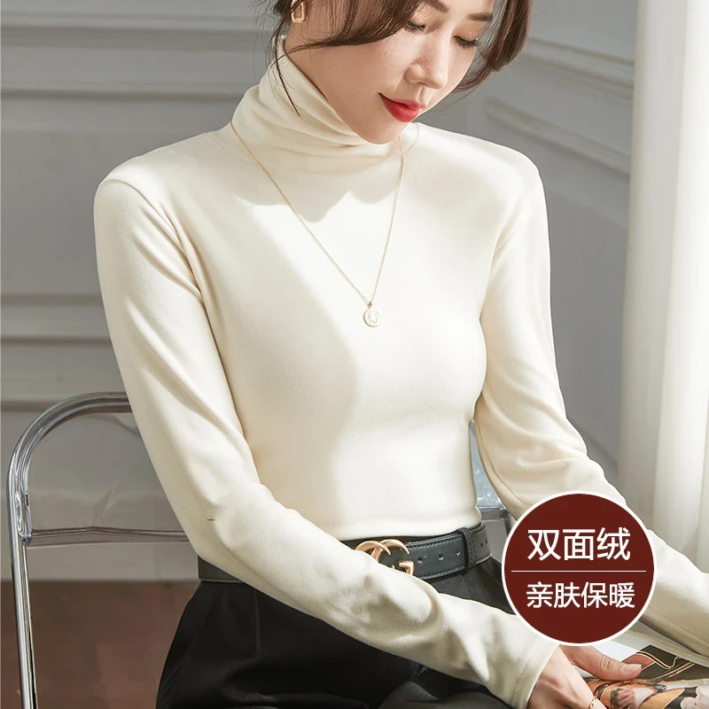 加绒加厚打底衫女内搭堆堆高领冬季德绒洋气百搭保暖长袖时尚纯色