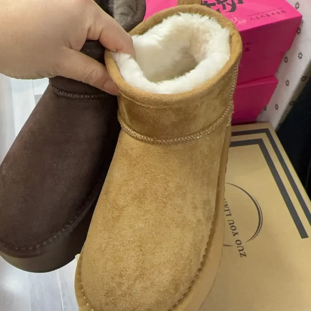 雪地靴加绒加厚增高厚底百搭防水防滑纯色棉靴冬季休闲风保暖棉鞋