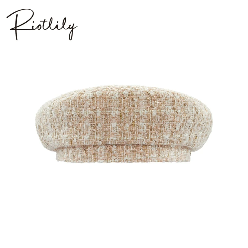 Riot/艾特里里时尚格纹保暖毛呢贝雷帽