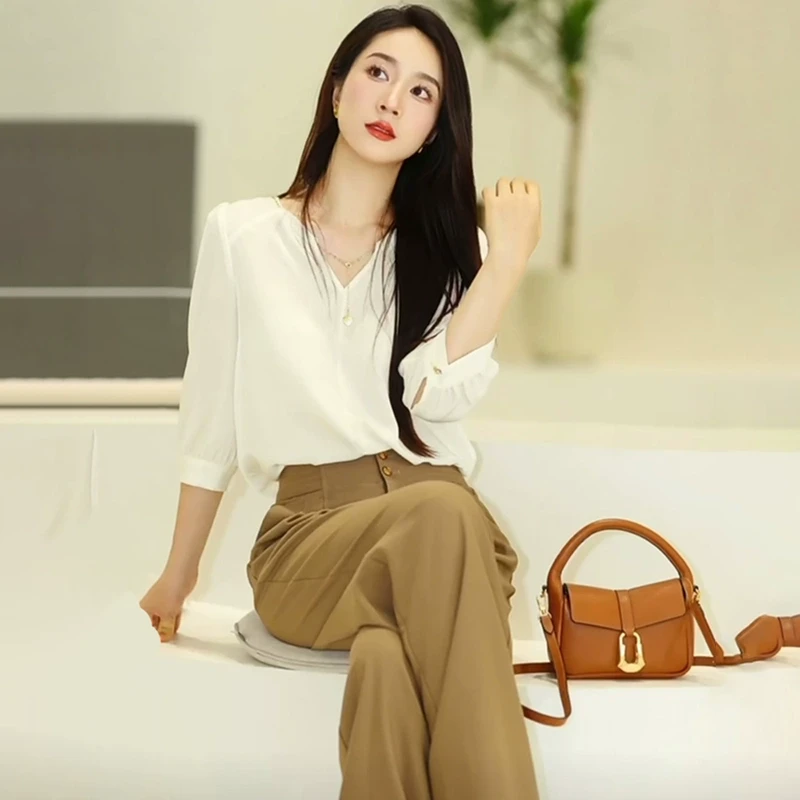 44755【纳系列】透气雪纺衬衫7724204139