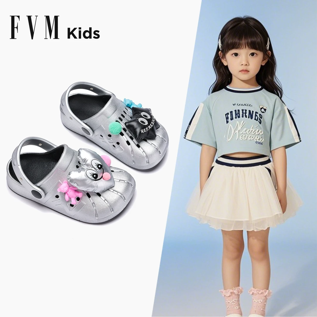 FVM女童鞋子儿童洞洞凉鞋2025新款夏季夏款女孩包头防滑沙滩凉拖