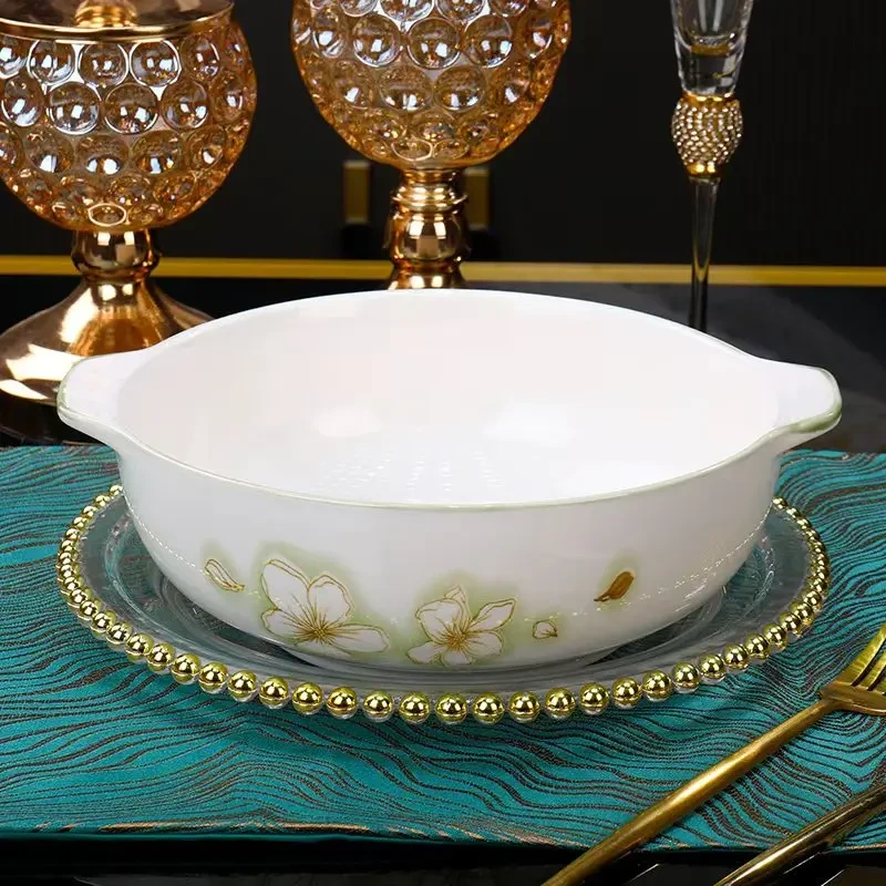 黄金叶10.5英寸家用陶瓷双耳陶瓷大号汤碗水煮鱼酸菜鱼碗防烫手LQ