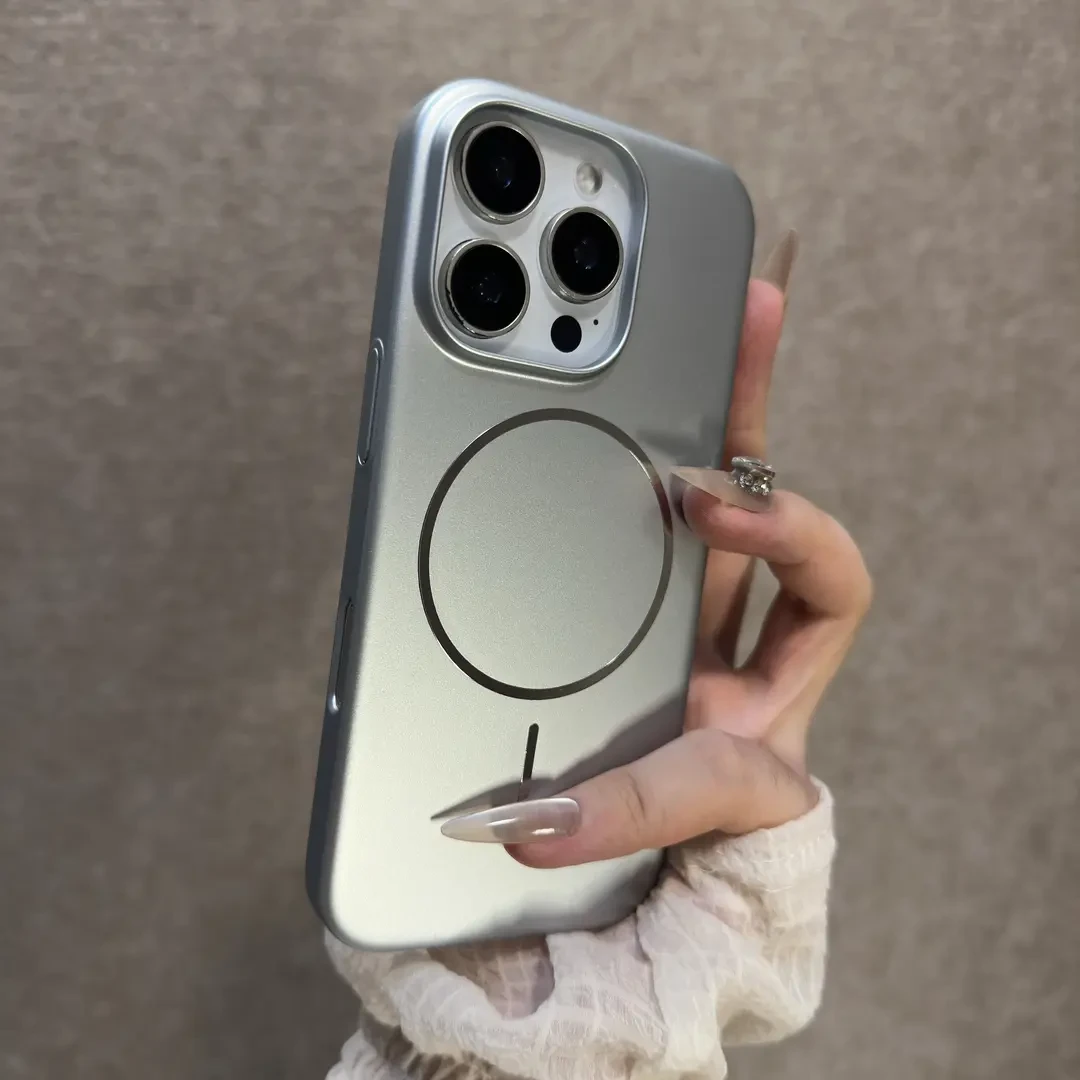 简约钛灰色细圈磁吸适用苹果16ProMax手机壳15/14/13全包个性女款