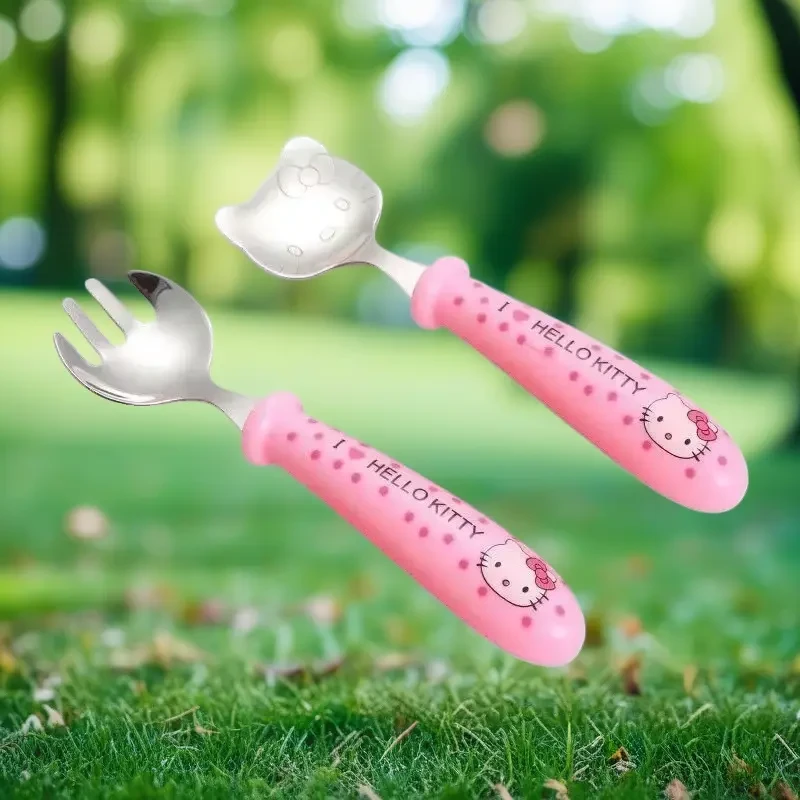 可爱卡通三丽鸥不锈钢勺子儿童吃饭小勺叉高颜值调羹家用餐具