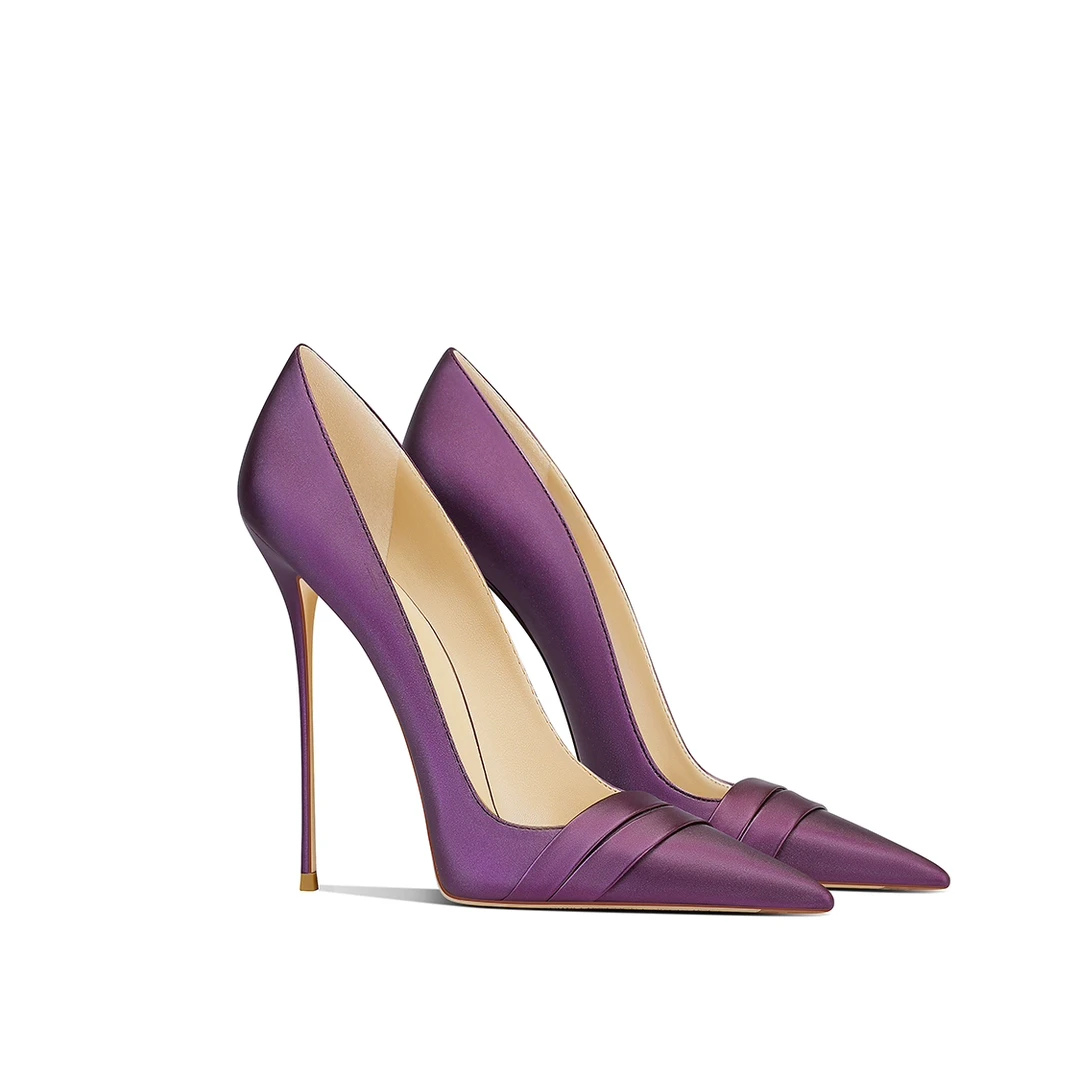 性感御姐高跟鞋紫色2025秋冬新款高端名媛配裙子尖头细跟床上单鞋