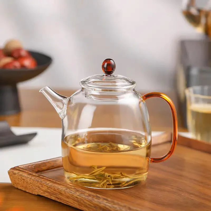 耐高温防爆玻璃壶简约手工秦权壶高硼硅玻璃茶壶过滤一体式花茶壶
