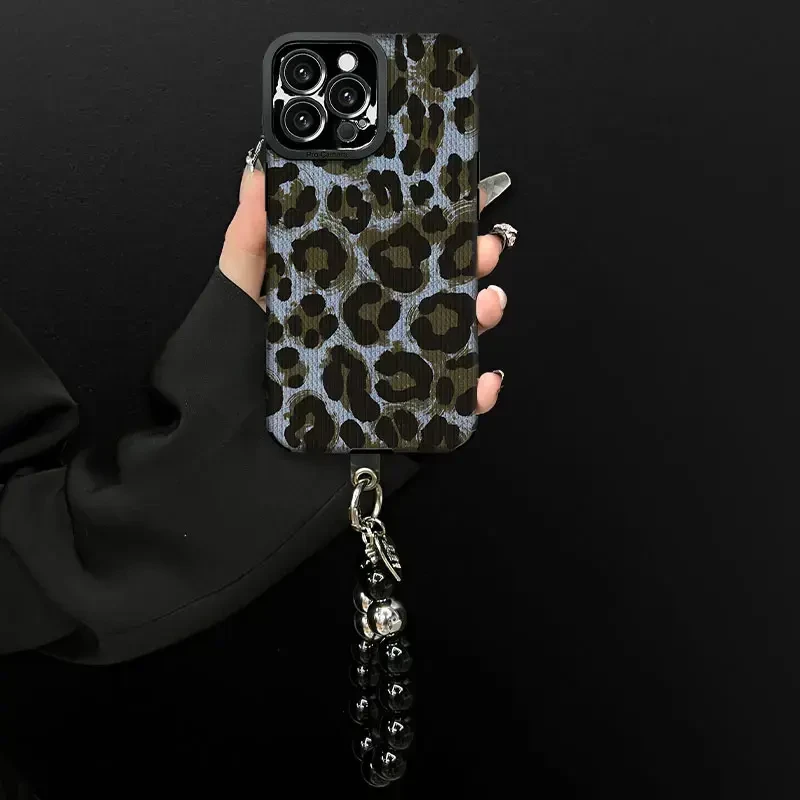 蓝豹纹适用苹果vivo华为oppo小米iPhone16瞳眼竖条纹手机壳