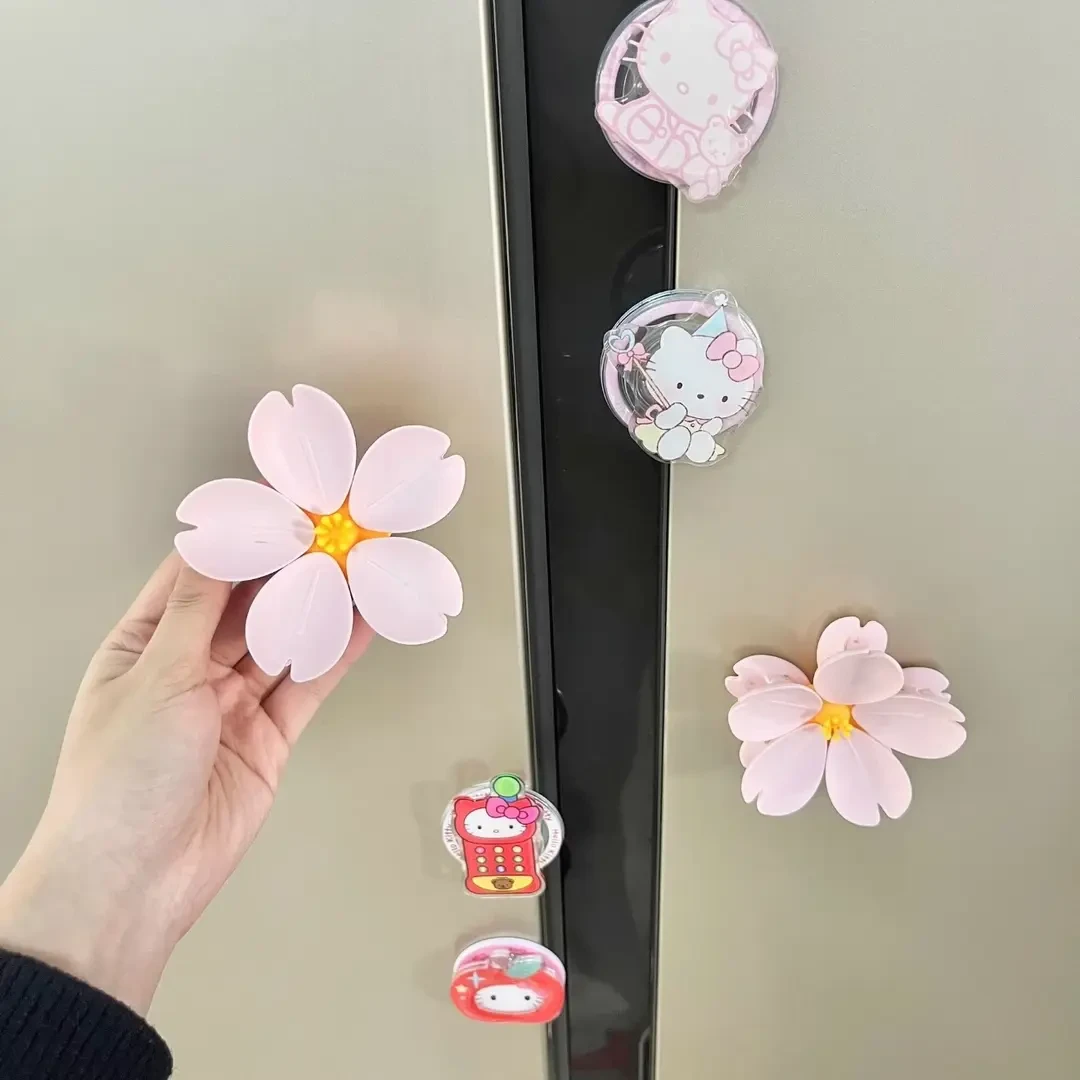 3D创意立体樱花磁吸封口夹冰箱贴食品袋夹子零食密封夹个性花朵瓣